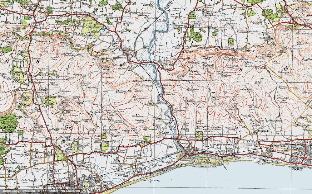 Old Map of Historic Map covering Winding Bottom in 1920