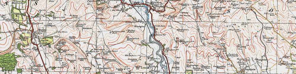 Old map of Winding Bottom in 1920