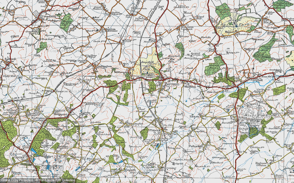 Old Map of Historic Map covering Ampthill Grange in 1919