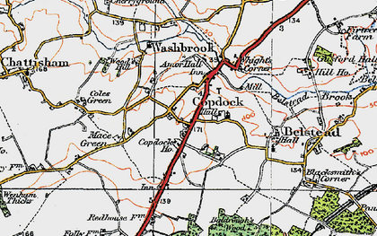 Old map of Copdock in 1921