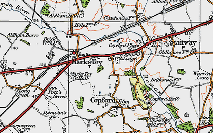 Old map of Copford in 1921