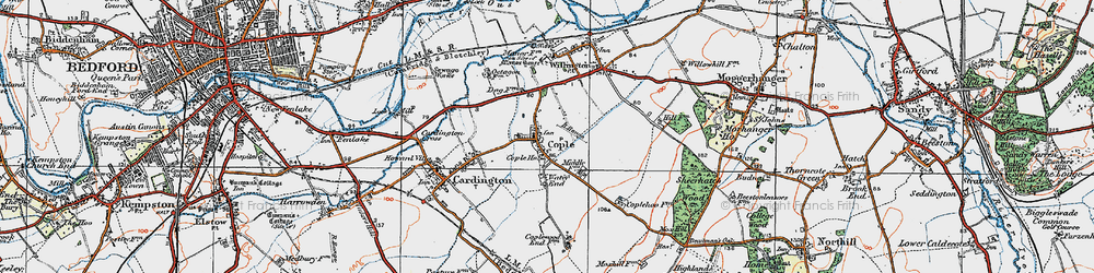Old map of Cople in 1919