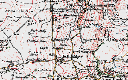 Old map of Bradwell Moor in 1923