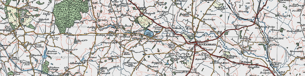 Old map of Copmere End in 1921