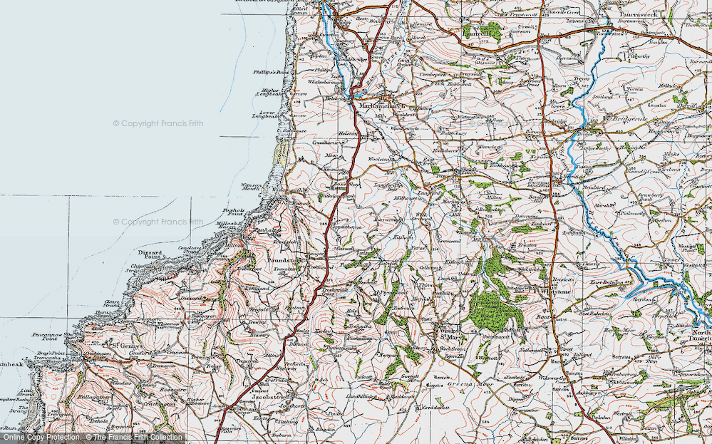 Old Map of Historic Map covering Burracott in 1919