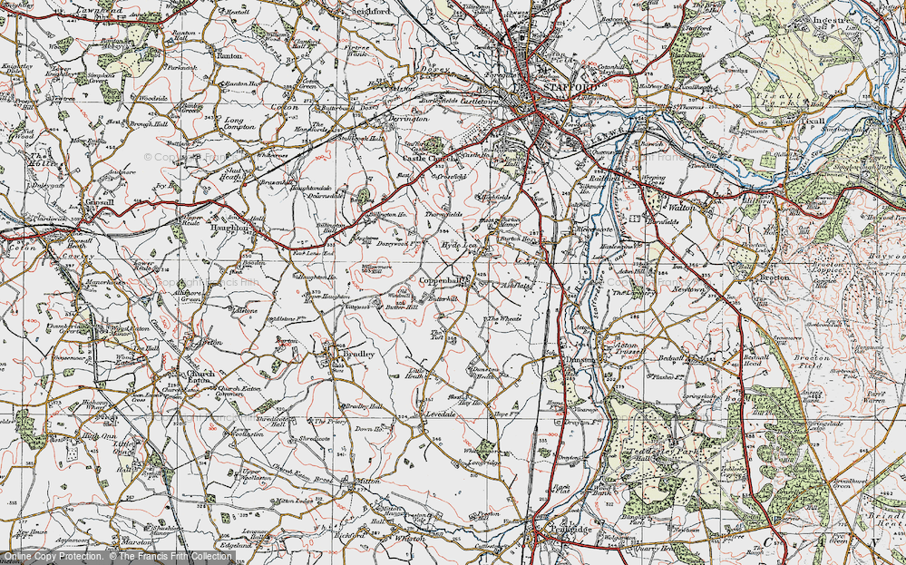Old Map of Coppenhall, 1921 in 1921