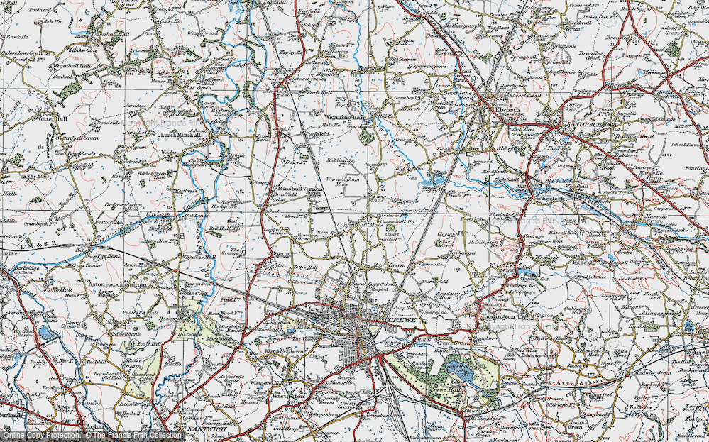 Old Map of Coppenhall Moss, 1923 in 1923