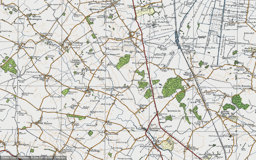 Old Map of Historic Map covering Aversley Wood in 1920