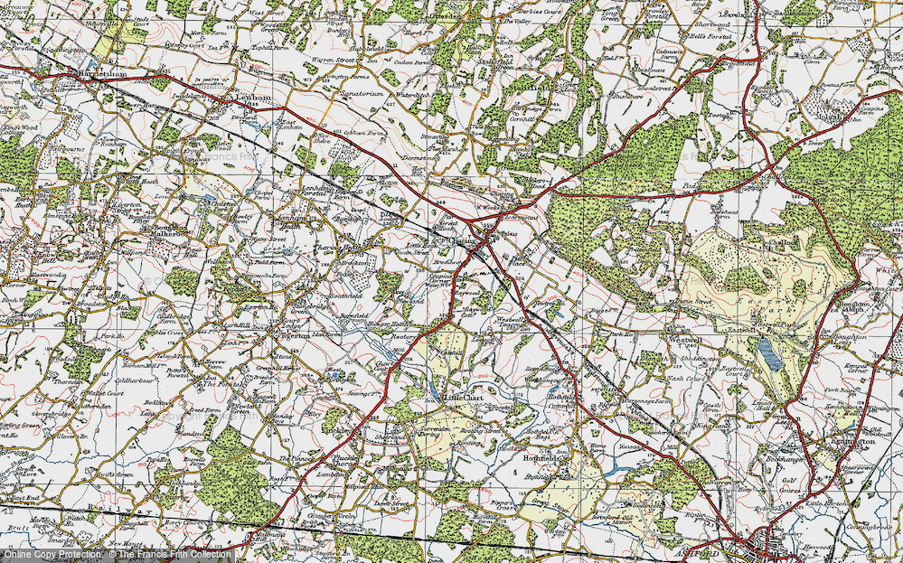 Old Map of Coppins Corner, 1921 in 1921