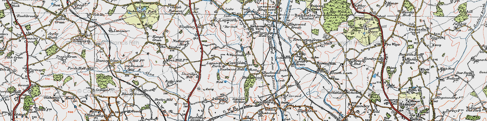 Old map of Copt Green in 1919