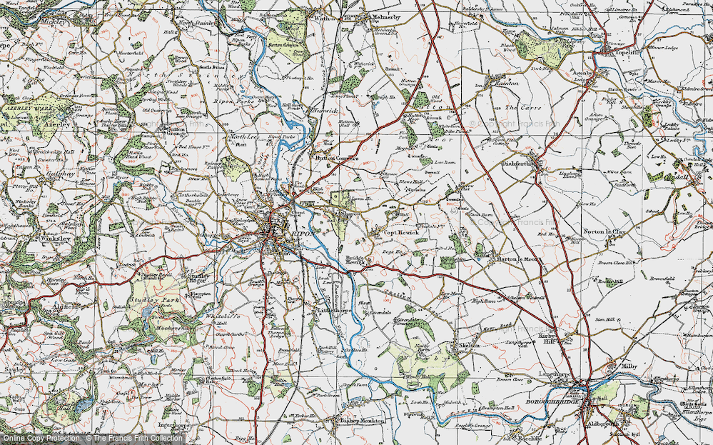 Old Map of Copt Hewick, 1925 in 1925
