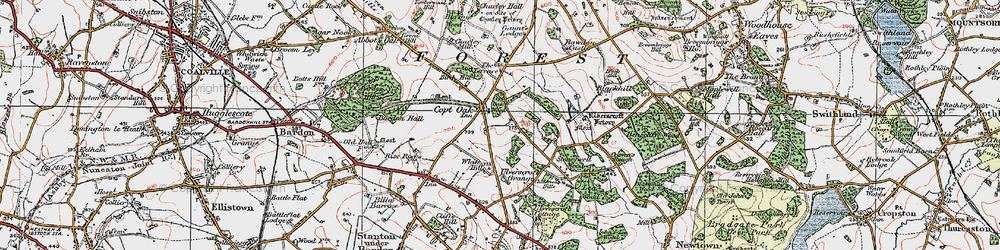 Old map of Copt Oak in 1921