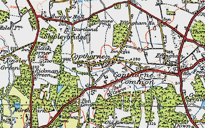 Old map of Copthorne in 1920