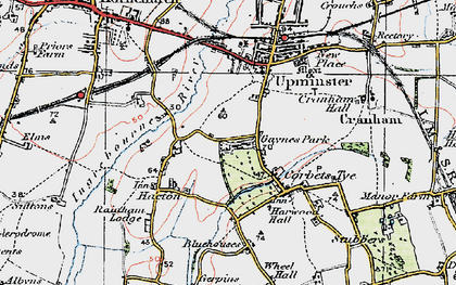 Old map of Corbets Tey in 1920