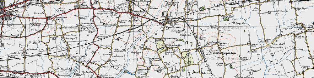 Old map of Corbets Tey in 1920