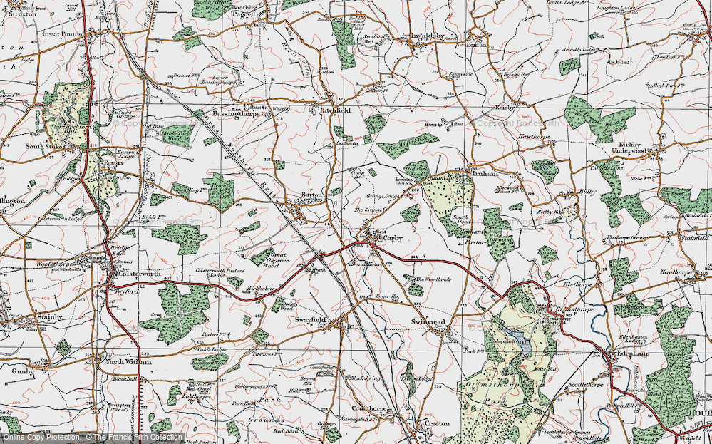 Old Map of Corby Glen, 1922 in 1922