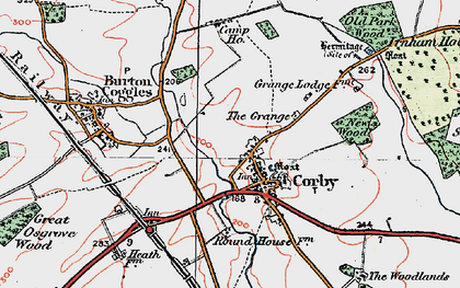 Old map of Corby Glen in 1922