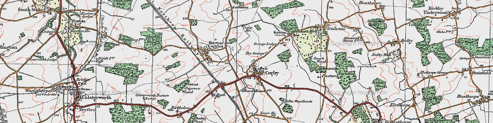 Old map of Corby Glen in 1922