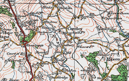 Old map of Coreley in 1920