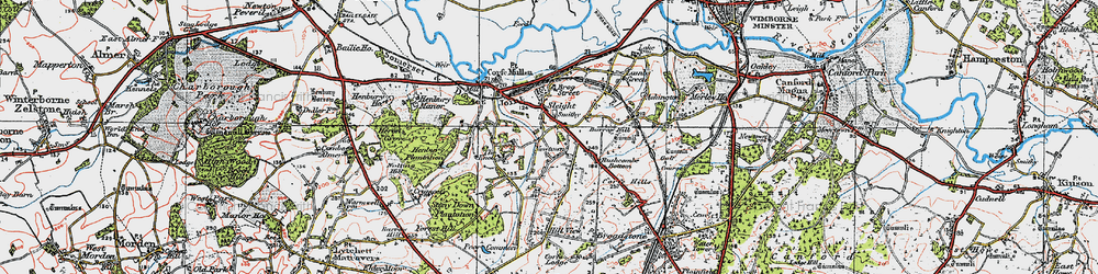 Old map of Corfe Mullen in 1919