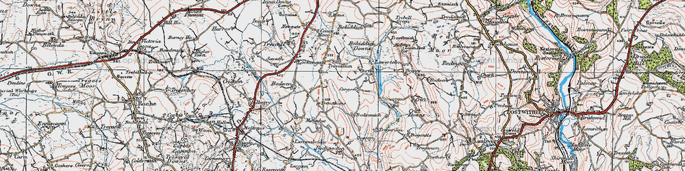 Old map of Bokiddick Downs in 1919