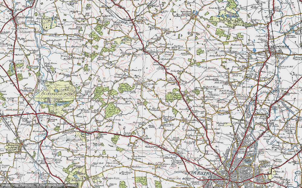 Old Map of Corley Moor, 1921 in 1921