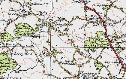 Old map of Corley Moor in 1921