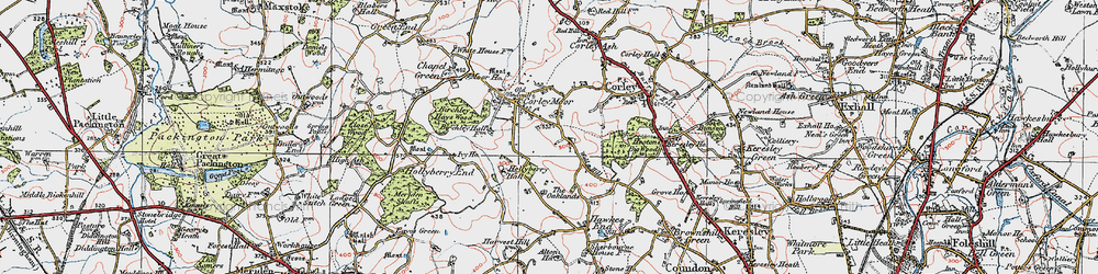 Old map of Corley Moor in 1921