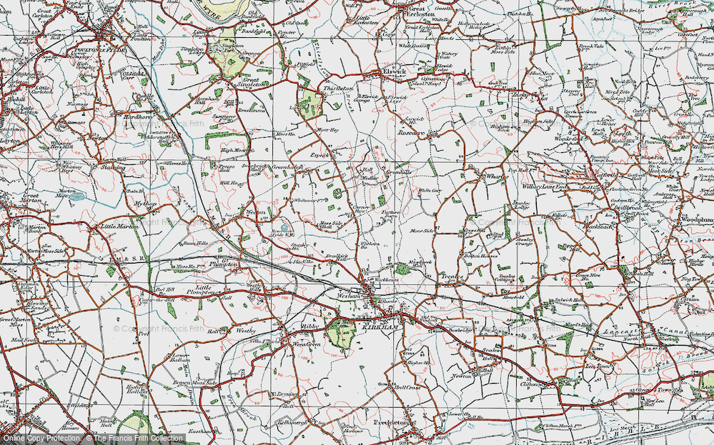 Old Map of Historic Map covering Bradkirk Hall in 1924