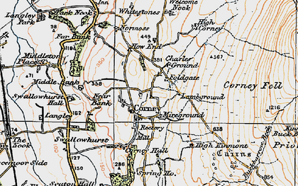 Old map of Corney in 1925