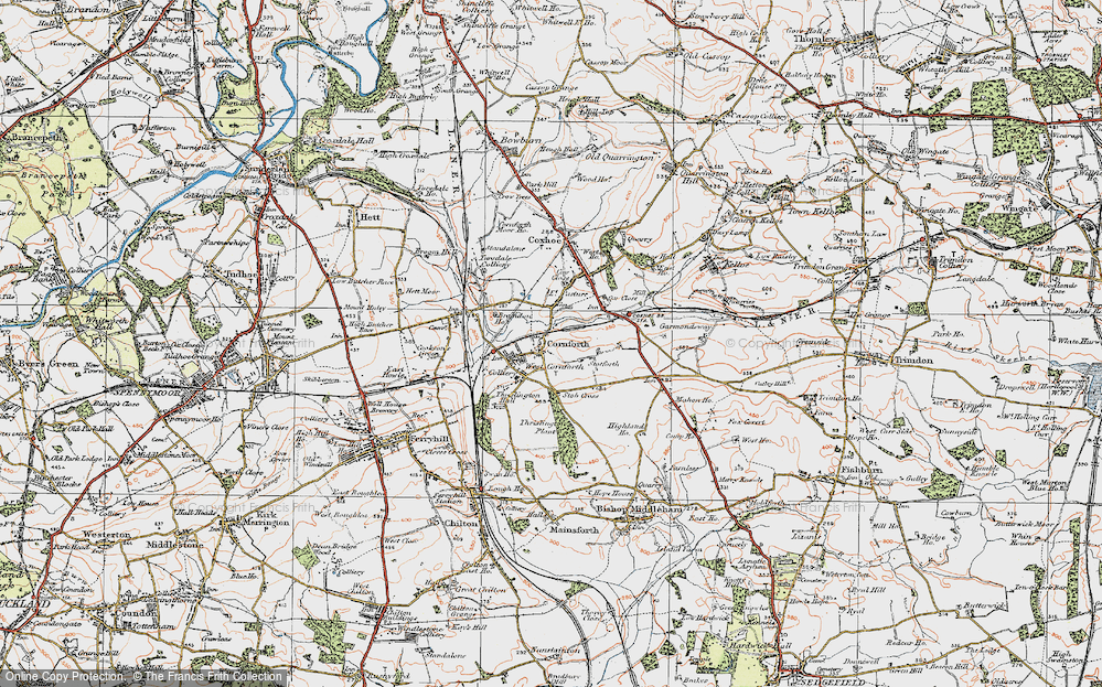 Old Map of Cornforth, 1925 in 1925