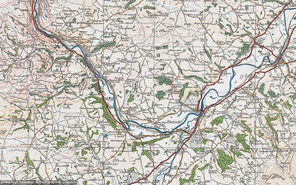 Old Map of Historic Map covering Brynsifiog in 1919