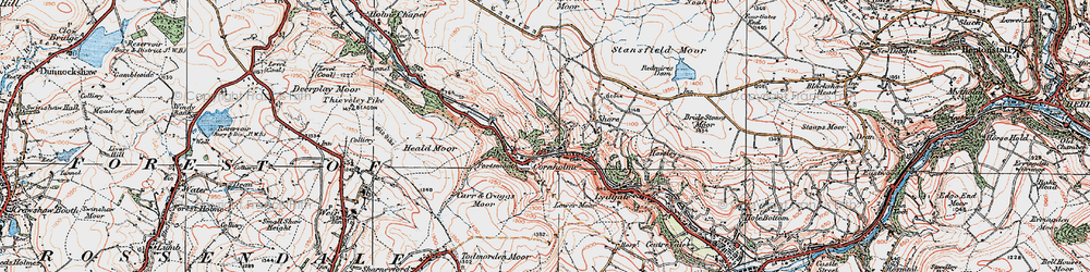Old map of Cornholme in 1924