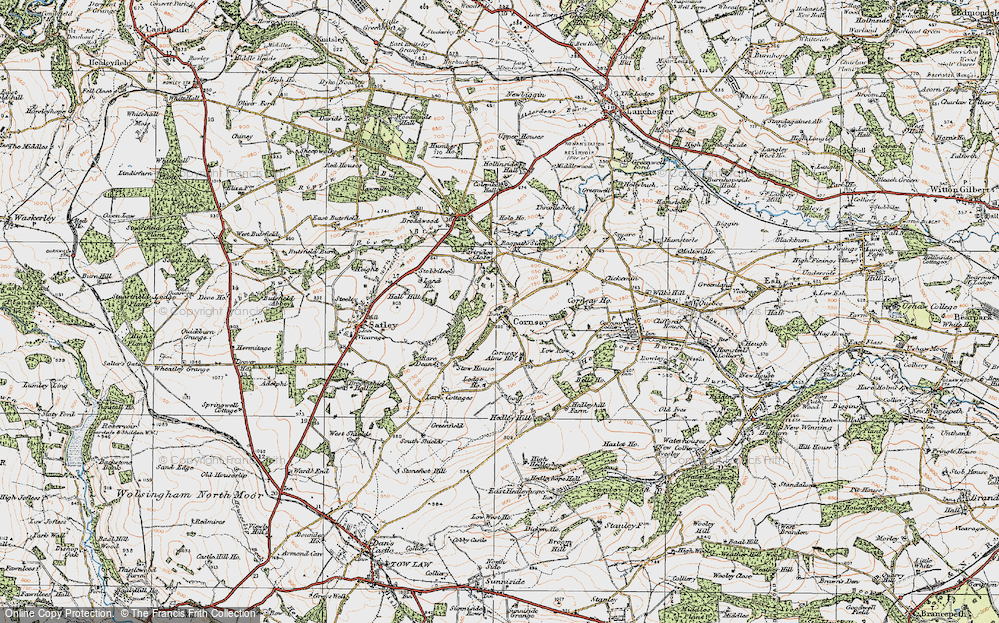 Old Map of Cornsay, 1925 in 1925