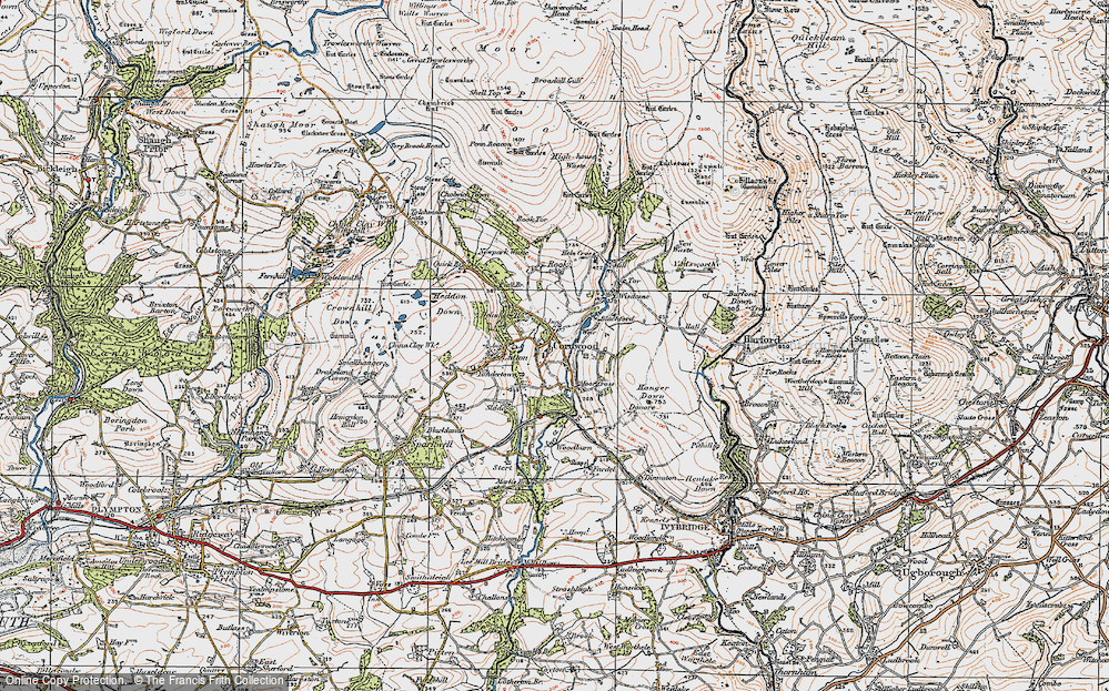 Old Map of Cornwood, 1919 in 1919