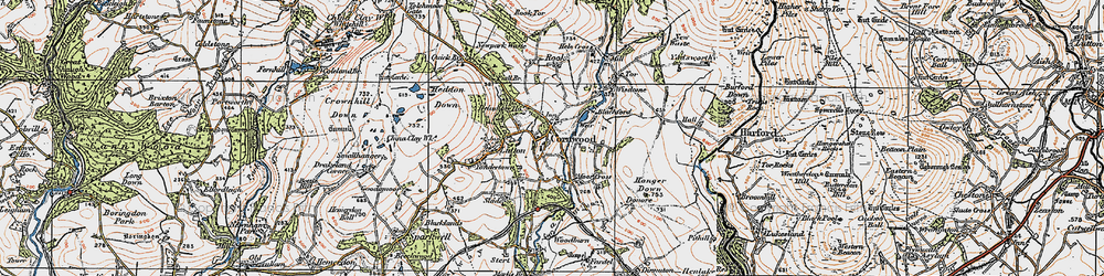 Old map of Cornwood in 1919