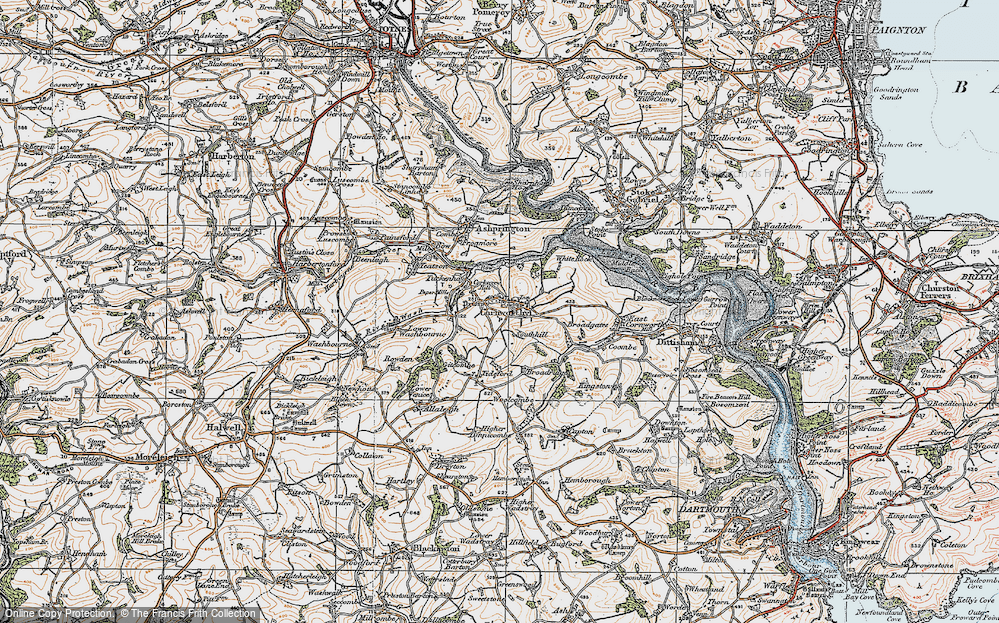 Old Map of Cornworthy, 1919 in 1919