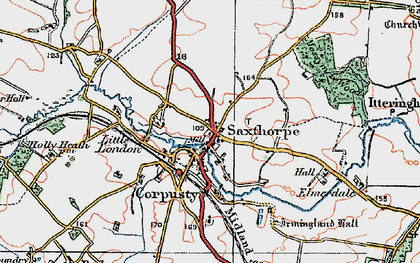 Old map of Corpusty in 1922
