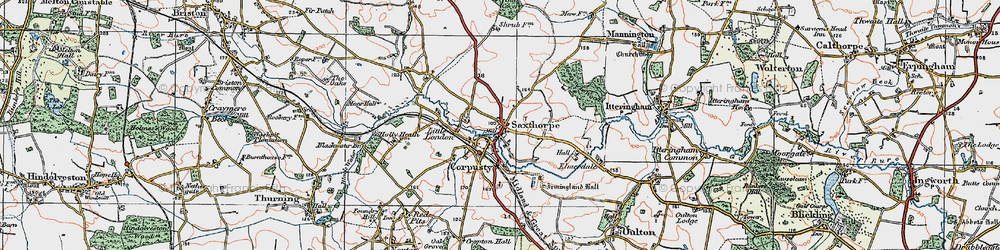 Old map of Corpusty in 1922