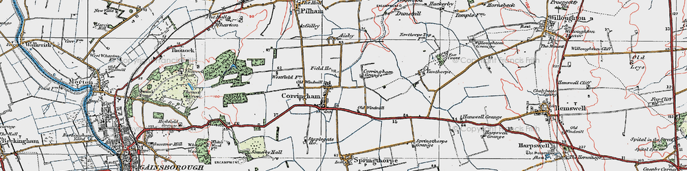 Old map of Corringham in 1923