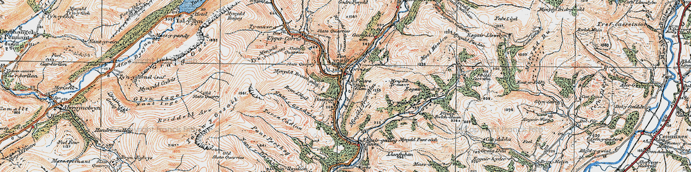 Old map of Corris in 1921