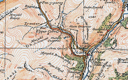Old map of Corris Uchaf in 1921