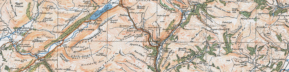 Old map of Corris Uchaf in 1921