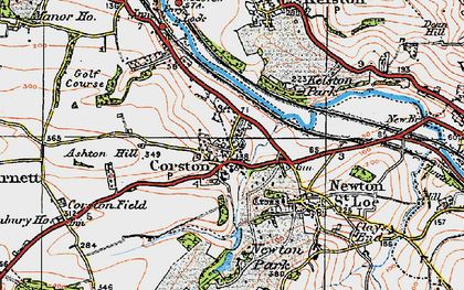 Old map of Corston in 1919