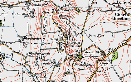 Old map of Corton Denham in 1919