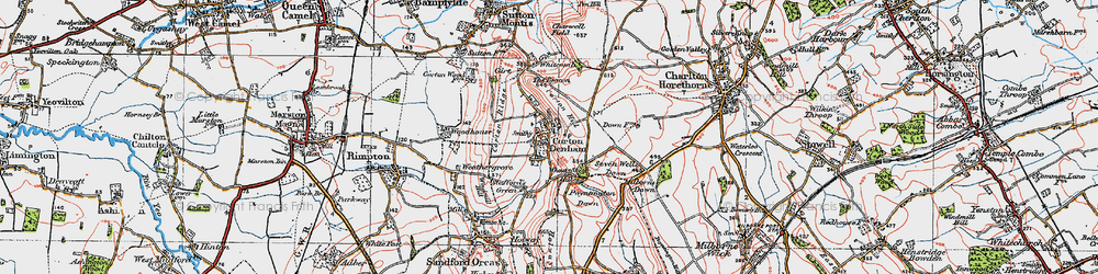 Old map of Corton Denham in 1919