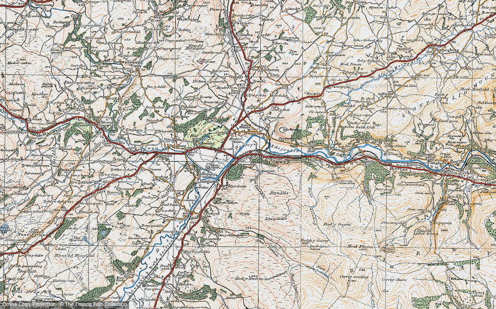 Old Map of Historic Map covering Bryn Saint in 1922