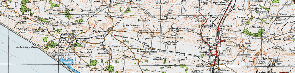 Old map of Friar Waddon in 1919