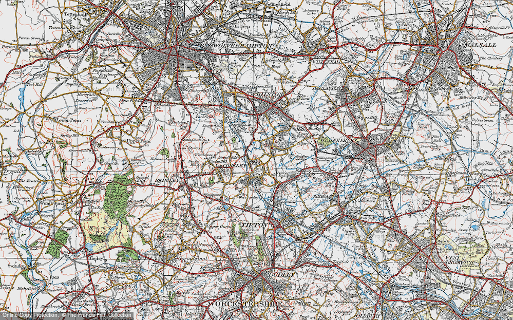 Old Map of Coseley, 1921 in 1921