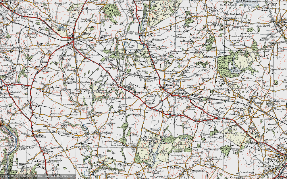 Old Map of Historic Map covering Bowling Green Ho in 1921